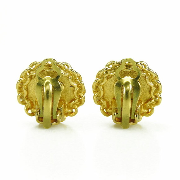 CHANEL Authentic Vintage Gold Logo Earrings